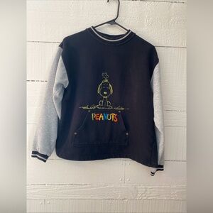 Vintage Peanuts Snoopy Woodstock Black/Gray Medium Kangaroo Pocket Sweatshirt